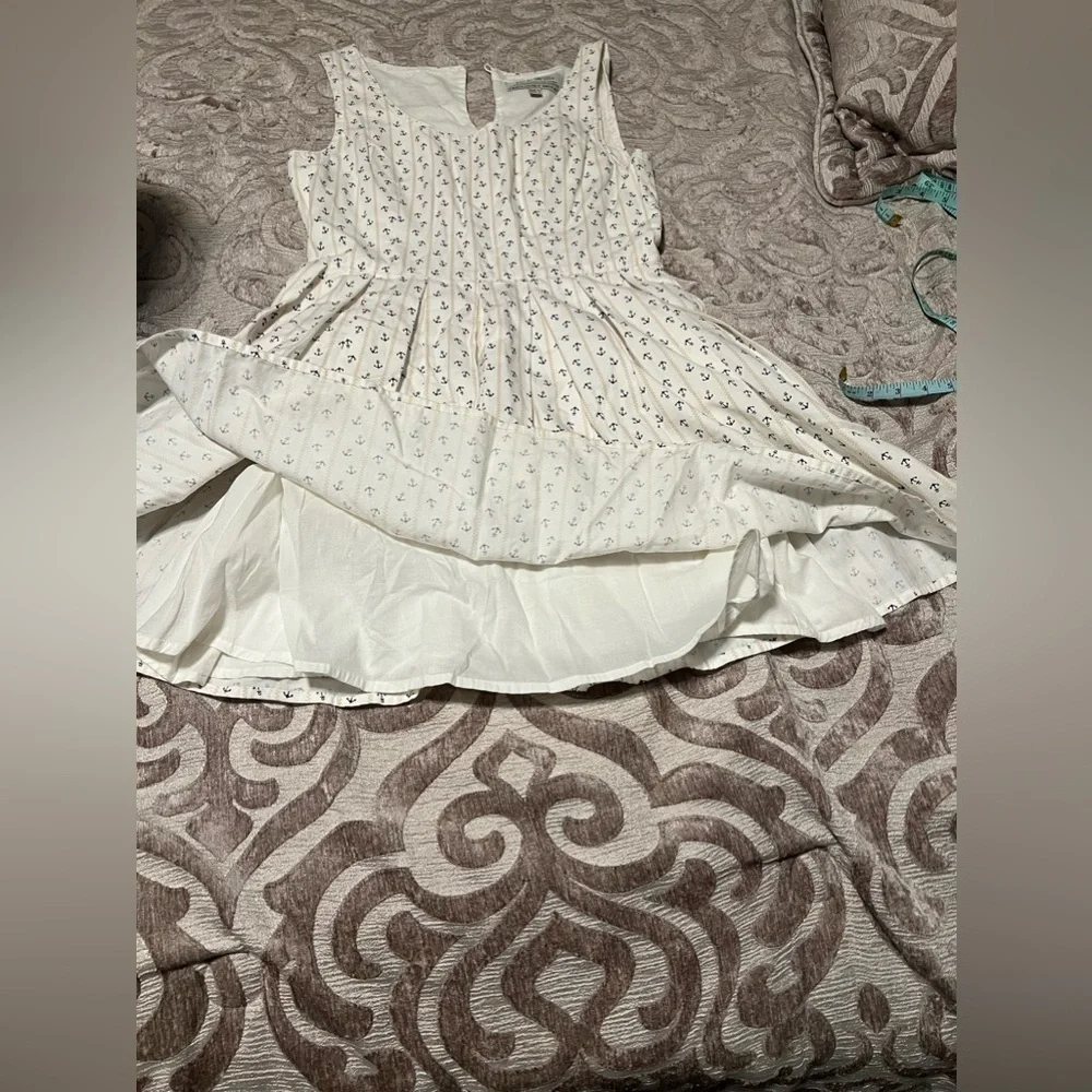 Jack Wills Women's Cream and Navy Dress - Size 6